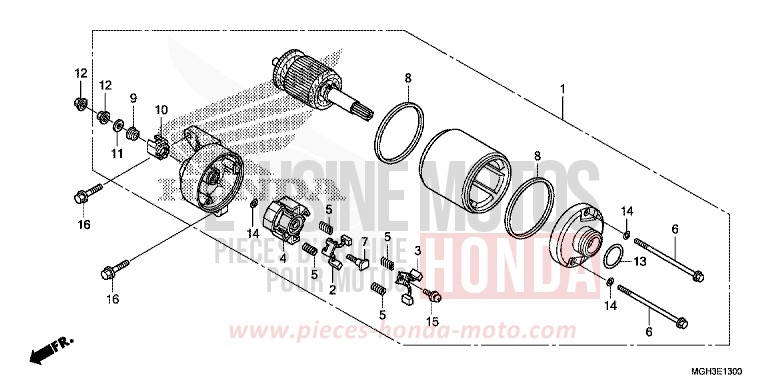 MOTEUR DE DEMARRAGE de VFR1200X "Crosstourer" Méca CANDY PROMINENCE RED (R342) 2012